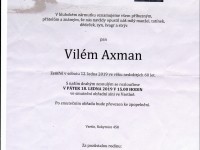 Zemřel Vilém Axman